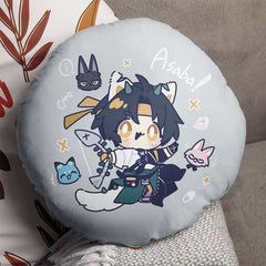 Zenless Zone Zero Asaba Harumasa & Seth Chibi Round Plush Pillow