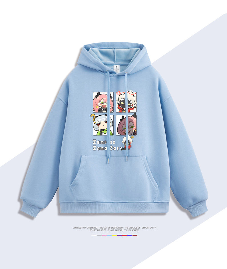 ZZZ Chibi Cunning Hares Character Fleece Lined Hoodie