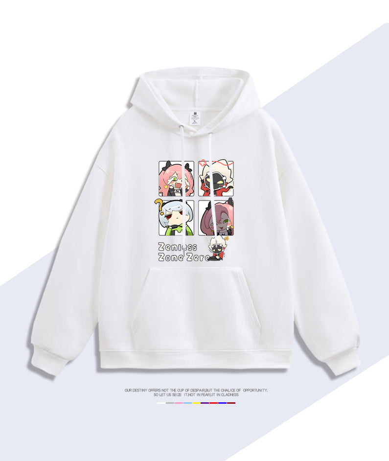ZZZ Chibi Cunning Hares Character Hoodie - White